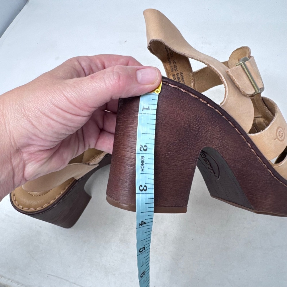 Born Fisherman Sandals Tan 8M Leather Strappy Block Heel Comfort Earthy Neutral - Picture 7 of 7